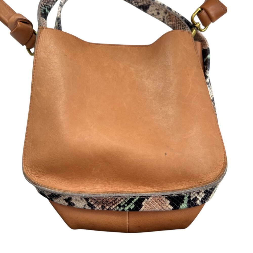 Madewell Sydney Crossbody Bag Snake Embossed Leather brown purse handbag - Picture 6 of 15